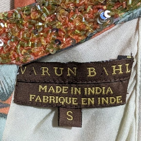 Anthropologie Beaded Blossom Cranes Silk Halter Neck Dress By Varun Bahl… - Picture 5 of 5